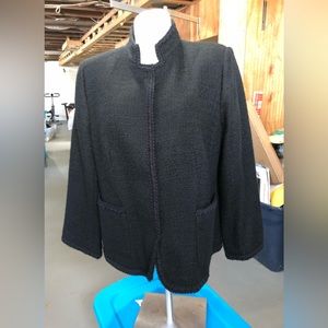 Black jacket 16W wool blend snap closure collar Charter Club good quality